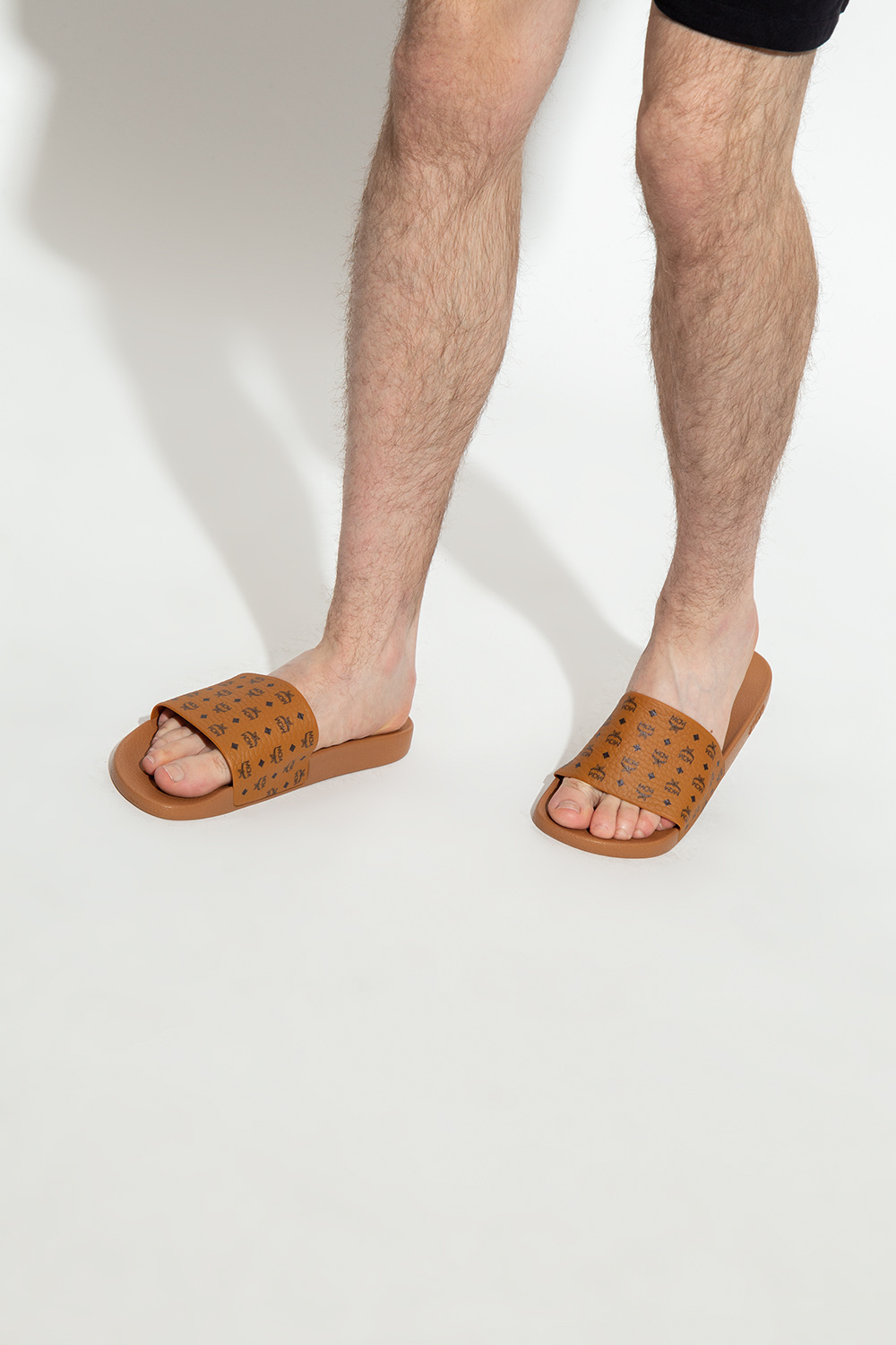 Tan mcm slides new arrivals